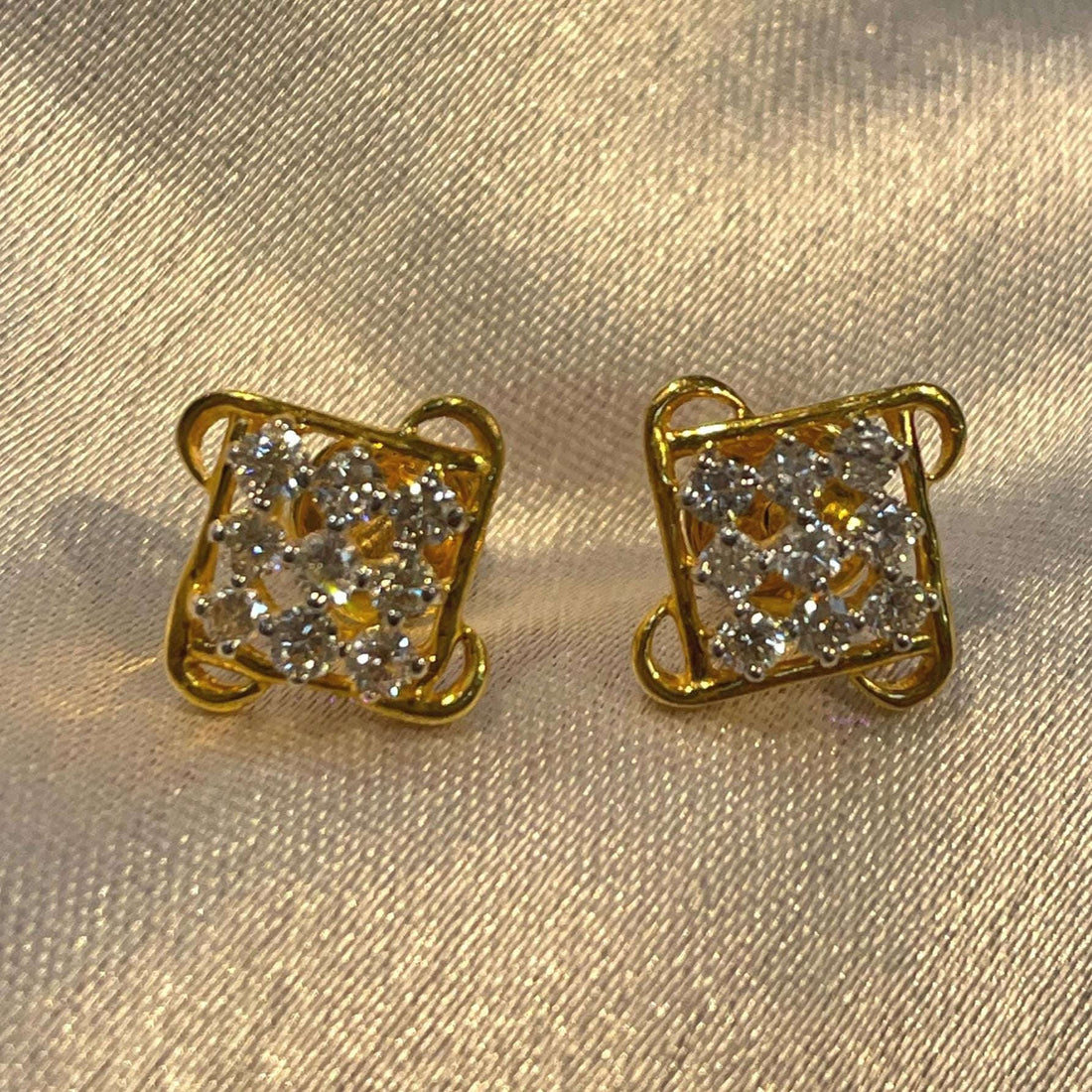 Square Diamond Stud Earrings Suvera Jewelery