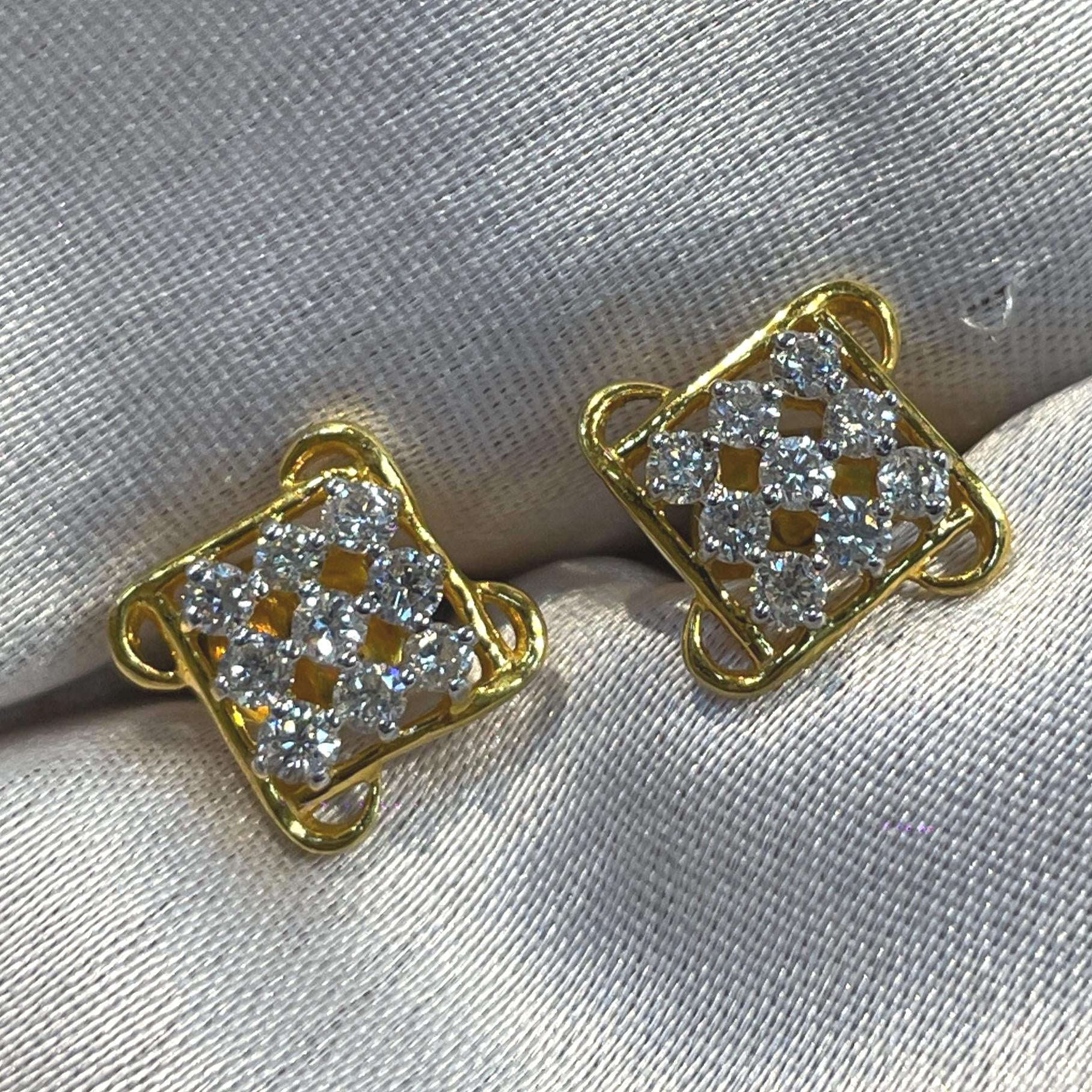 Square Diamond Stud Earrings Suvera Jewelery