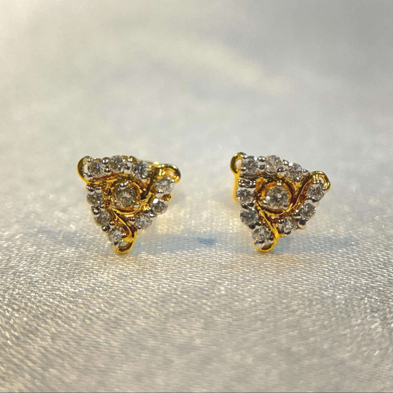 Triangular Swirl Diamond Stud Earrings Suvera Jewelery