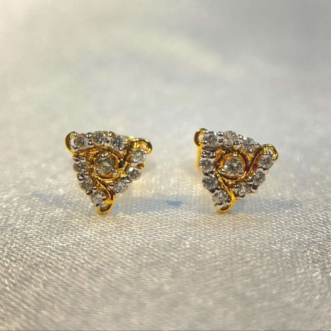 Triangular Swirl Diamond Stud Earrings Suvera Jewelery