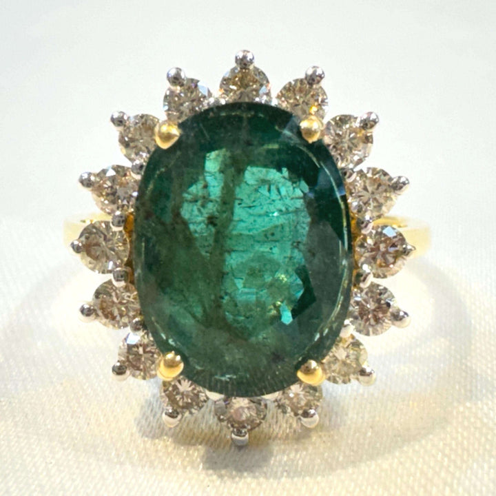 Vintage-Style Oval Emerald Statement Ring Suvera Jewelery