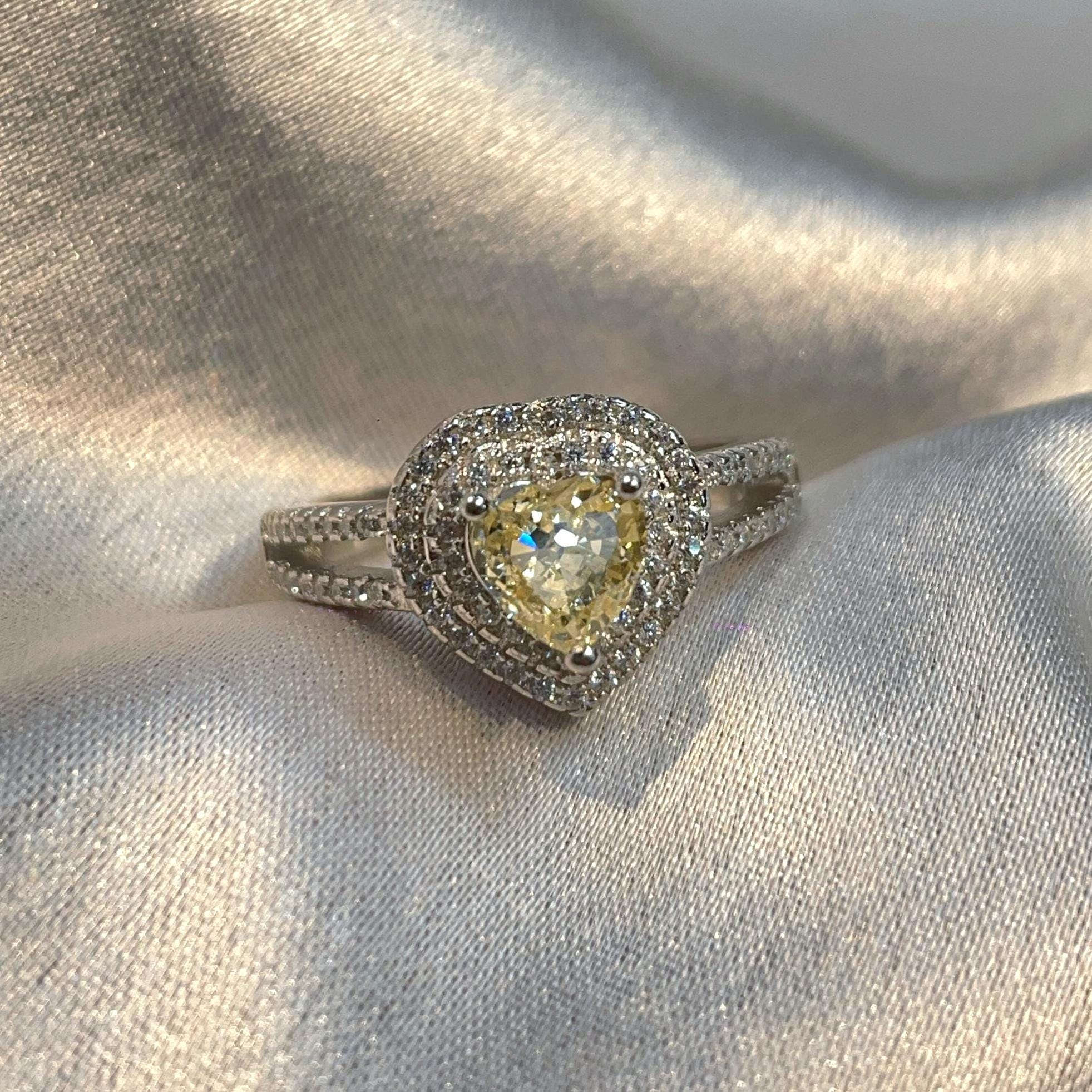 Heart Cut CZ Engagement style Ring with Double Halo Suvera Jewelery