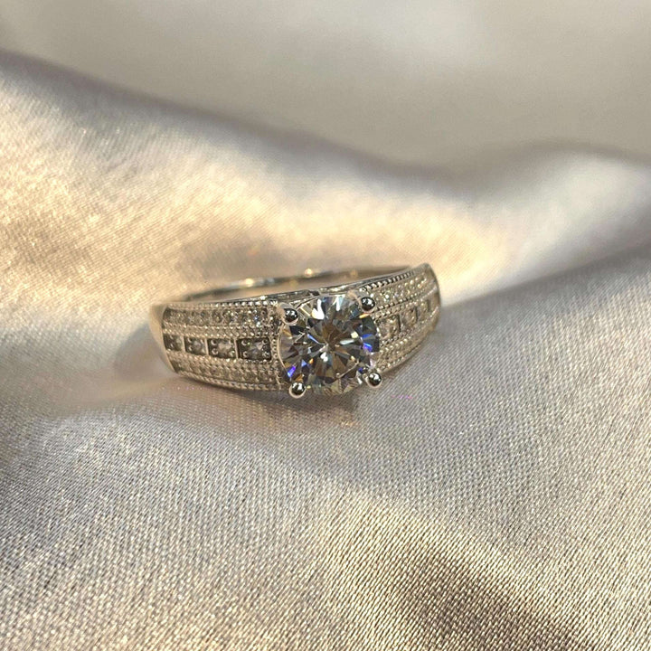 Sterling Silver Wide Band Engagement Ring for Women Suvera Jewelery