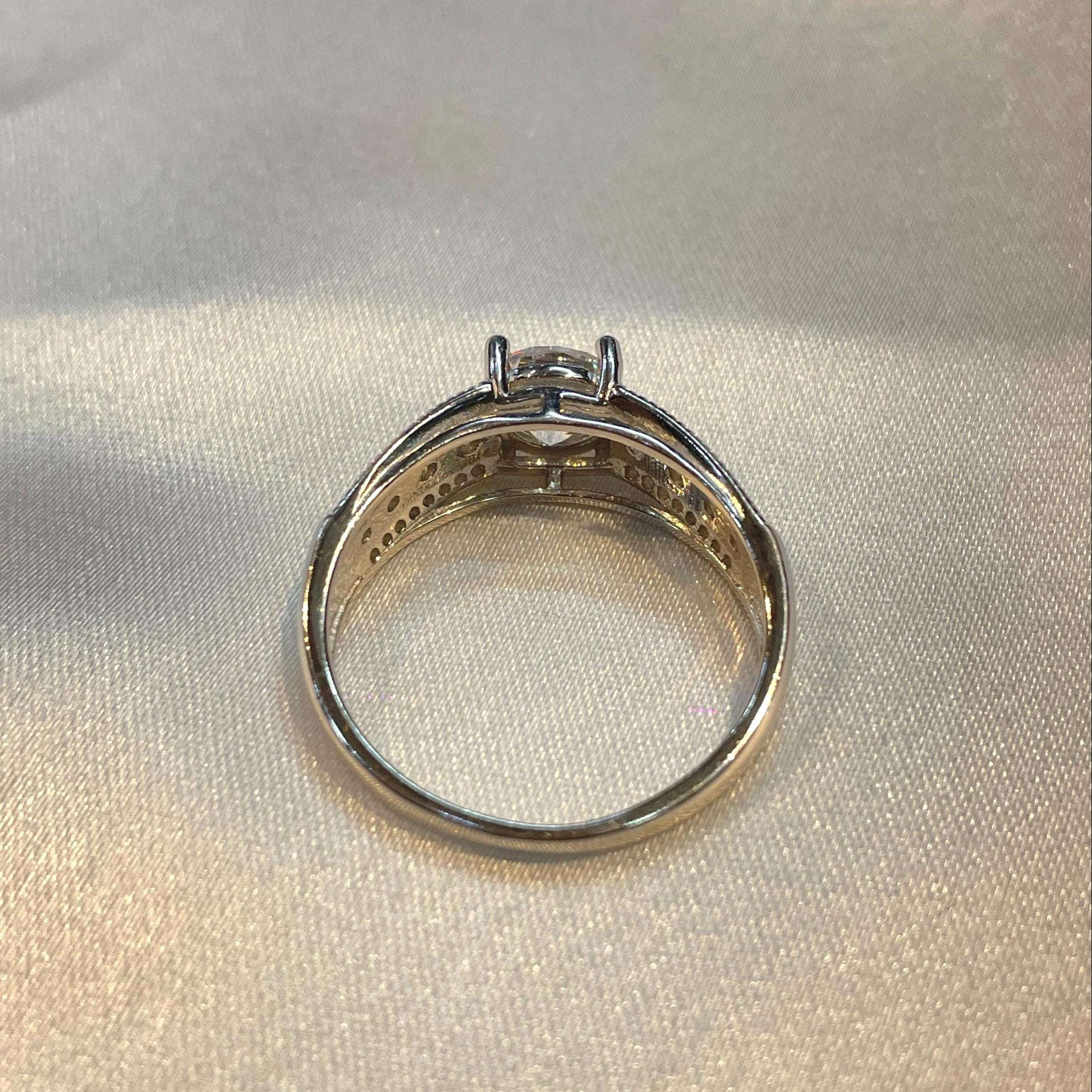 Sterling Silver Wide Band Engagement Ring for Women Suvera Jewelery