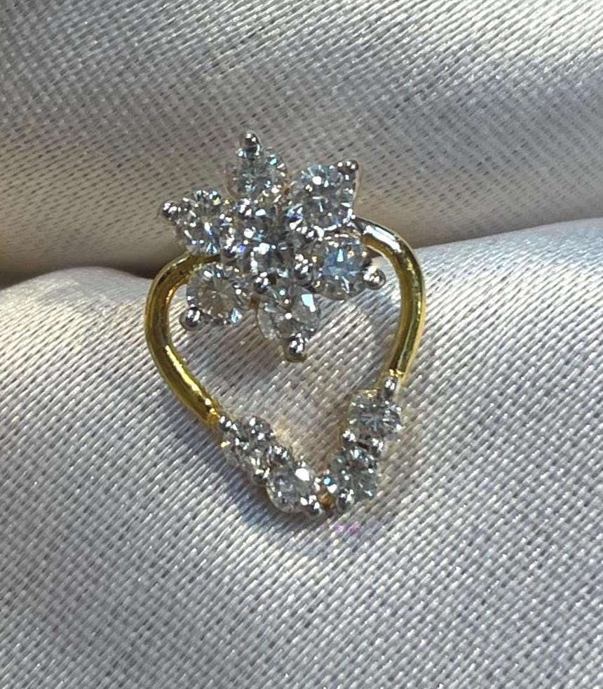 Elegant Heart Floral Diamond Stud Earrings Suvera Jewelery