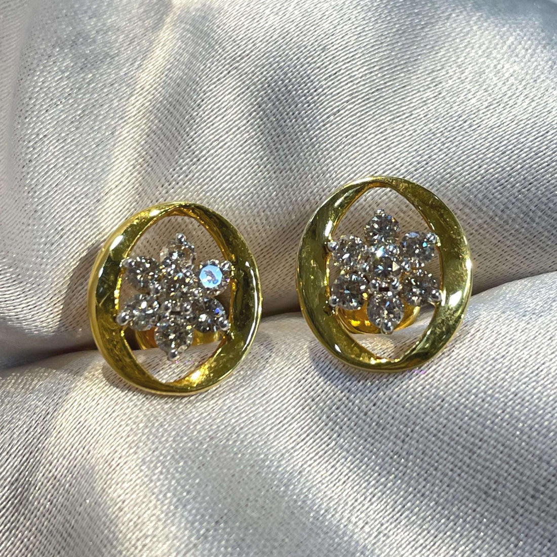 Classic Round Floral Diamond Earrings Suvera Jewelery