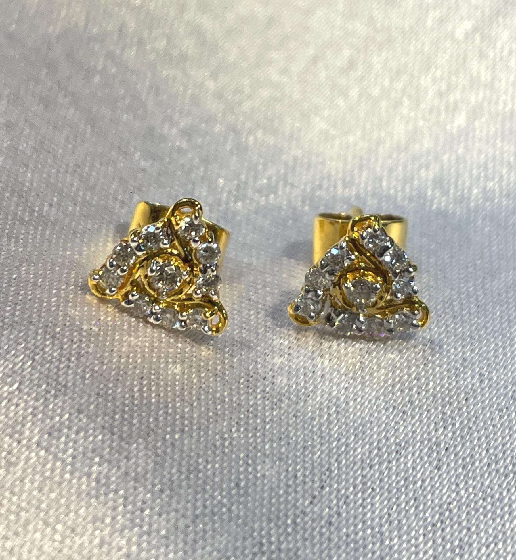 Triangular Swirl Diamond Stud Earrings Suvera Jewelery
