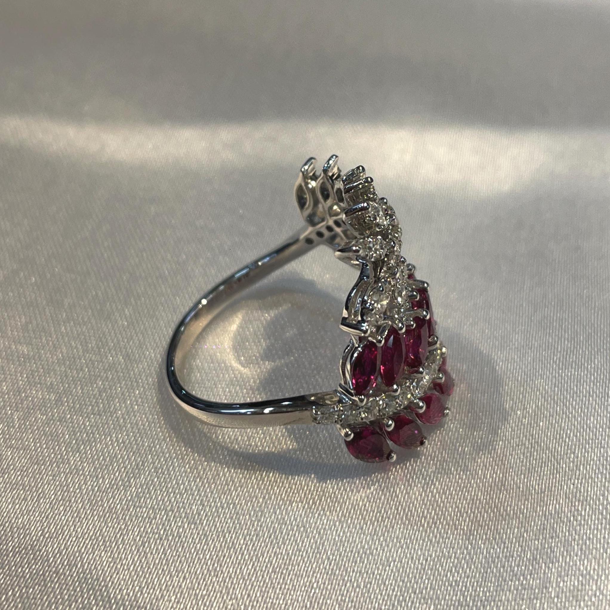 Marquis Ruby and Diamond Leaf Wrap Statement Ring For Her Suvera Jewelery 14k_Gold_Ring 18k_Gold_Ring Anniversary_gift Cocktail_Ring Dainty_Gold_Ring Diamond_Ring Engagement_Ring Gift_for_Her Gold_Jewelry Gold_Ring Promise_Ring Ruby_Gold_Ring