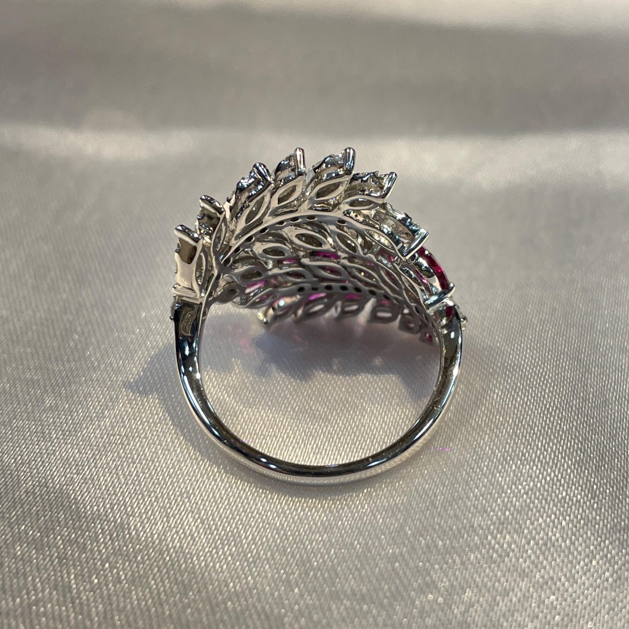 Marquis Ruby and Diamond Leaf Wrap Statement Ring For Her Suvera Jewelery 14k_Gold_Ring 18k_Gold_Ring Anniversary_gift Cocktail_Ring Dainty_Gold_Ring Diamond_Ring Engagement_Ring Gift_for_Her Gold_Jewelry Gold_Ring Promise_Ring Ruby_Gold_Ring