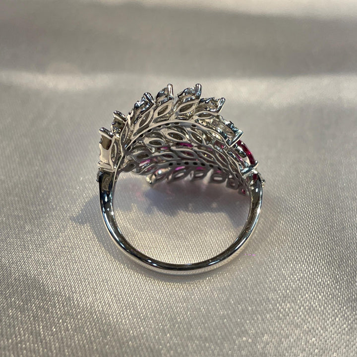Marquis Ruby and Diamond Leaf Wrap Statement Ring For Her Suvera Jewelery 14k_Gold_Ring 18k_Gold_Ring Anniversary_gift Cocktail_Ring Dainty_Gold_Ring Diamond_Ring Engagement_Ring Gift_for_Her Gold_Jewelry Gold_Ring Promise_Ring Ruby_Gold_Ring