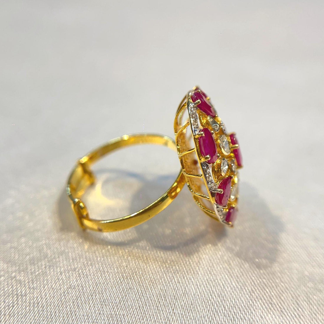 Handcrafted Ruby and Diamond Cocktail Ring for Women Suvera Jewelery 14k_Gold_Ring 18k_Gold_Ring Anniversary_gift Cocktail_Ring Dainty_Gold_Ring Diamond_Ring Engagement_Ring Gift_for_Her Gold_Jewelry Gold_Ring Promise_Ring ruby_gold_ring