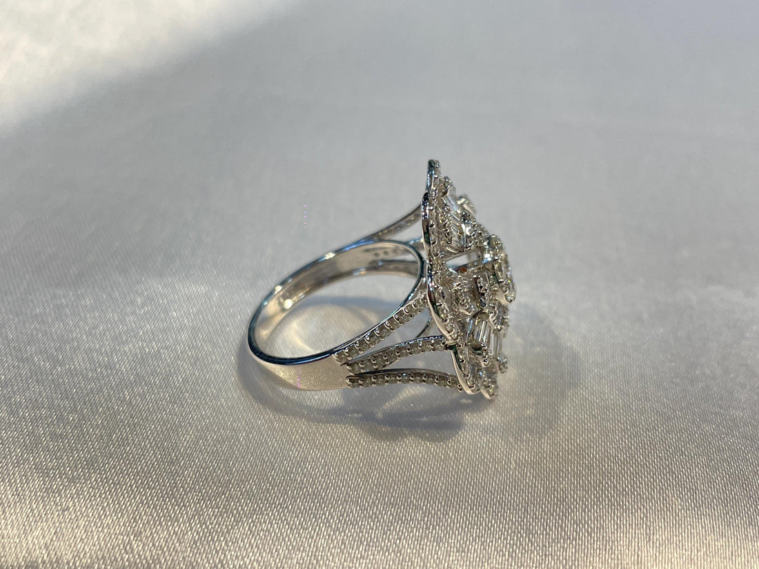 Baguette & Round Natural Diamond Statement Ring