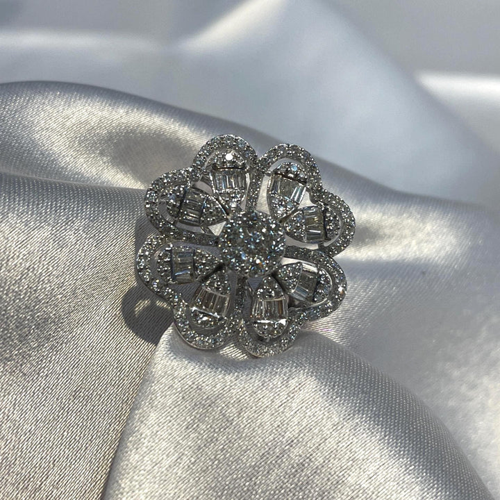 Baguette & Round Natural Diamond Statement Ring