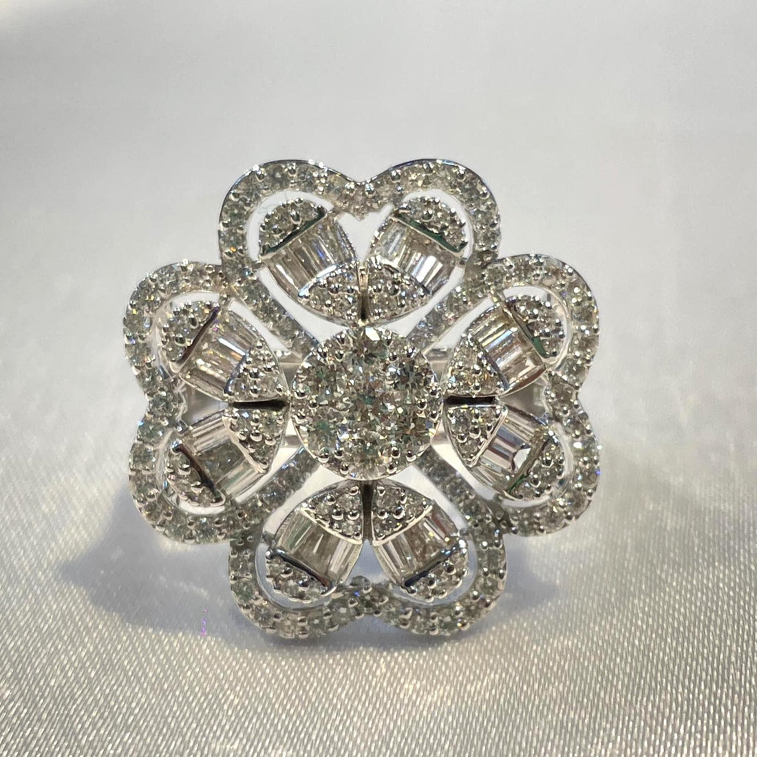 Baguette & Round Natural Diamond Statement Ring