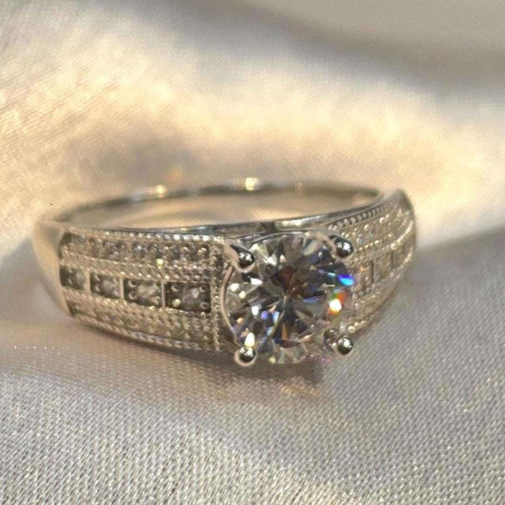 Sterling Silver Wide Band Engagement Ring for Women Suvera Jewelery