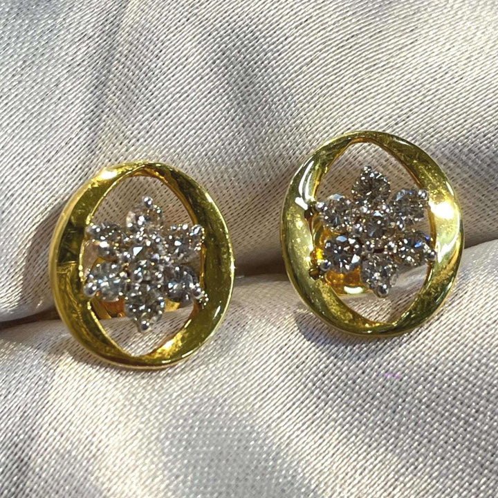 Classic Round Floral Diamond Earrings Suvera Jewelery
