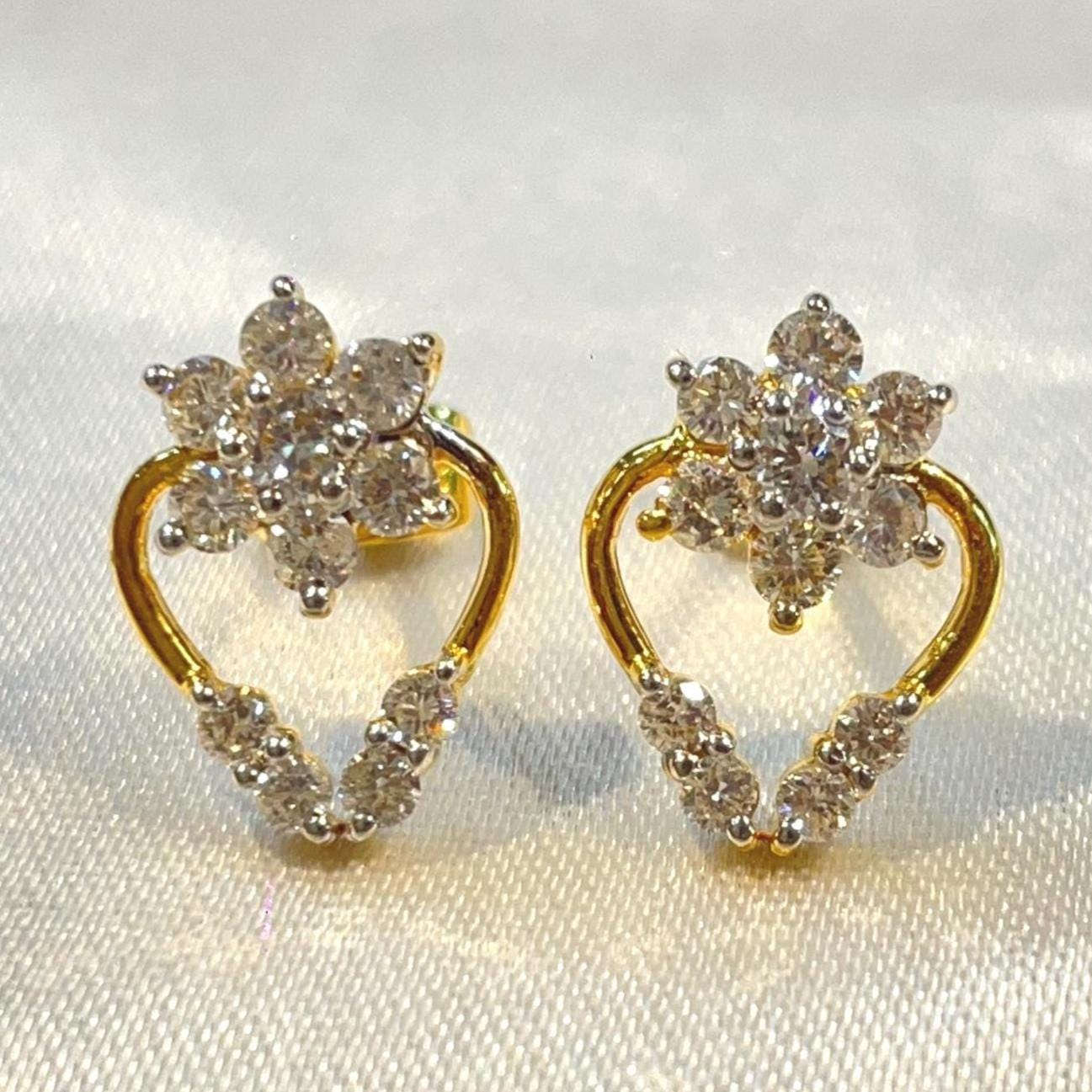 Elegant Heart Floral Diamond Stud Earrings Suvera Jewelery