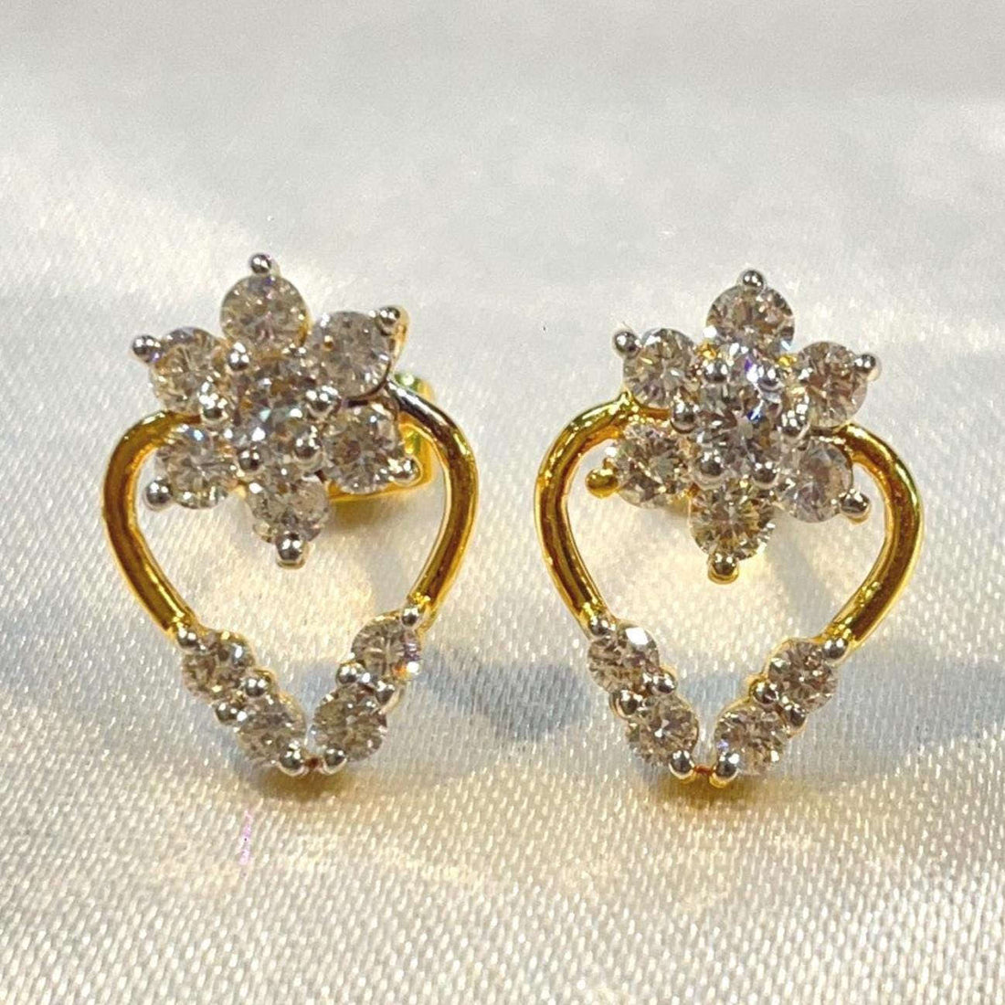 Elegant Heart Floral Diamond Stud Earrings Suvera Jewelery