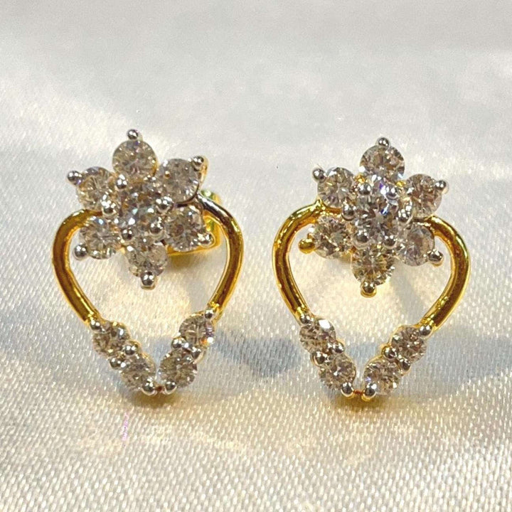 Elegant Heart Floral Diamond Stud Earrings Suvera Jewelery