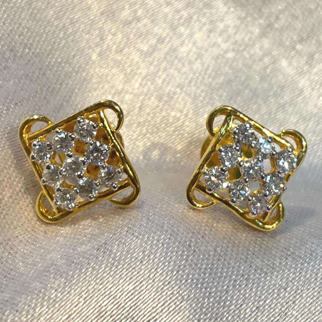 Square Diamond Stud Earrings Suvera Jewelery