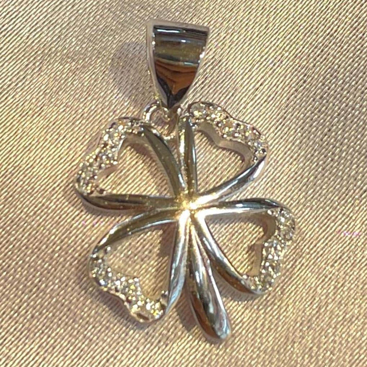 Dainty Four Leaf Clover Sterling Silver Pendant Suvera Jewelery 925_Sterling_Silver Anniversary_Gift Charm_Necklace Choker_Necklace Diamond_Necklace everyday_earrings Gift_for_Her Lariat_Necklace Minimalist_Necklace Name_Necklace