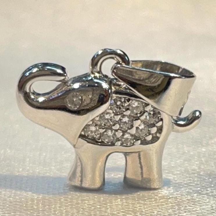 Sterling Silver Elephant Pendant with Pave Cz Detailing, Good Luck Charm Suvera Jewelery 925_Sterling_Silver anniversary_gift birthday_gift dainty_necklace diamond_necklace elephant_pendant everyday_necklace gift_for_her minimalist_necklace