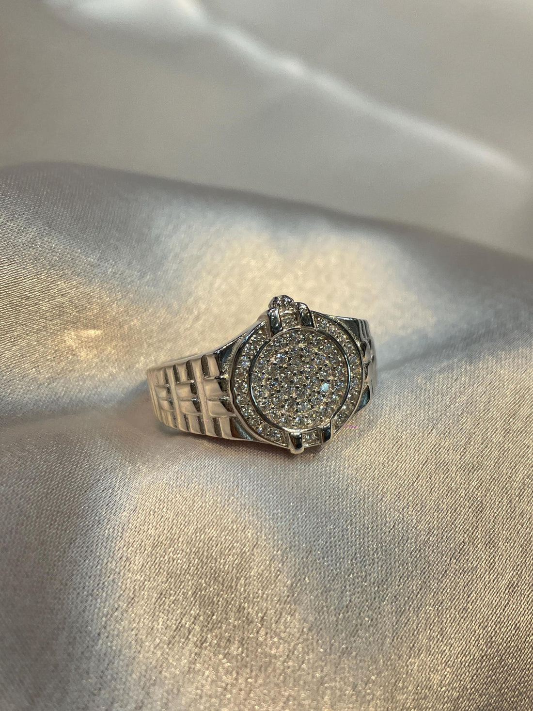 Luxury Hip-Hop Iced out Round Watch Bezel Inspired Men’s Signet Ring Suvera Jewelery 925_Silver_Ring Dainty_Silver_Ring Diamond_Ring Engagement_Ring Gift_for_Him Handmade_Jewelry Men's_Ring Minimalist_Jewelry Personalized_Gift Promise_Ring