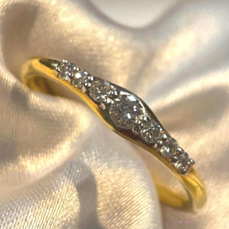 Minimal Curved Stackable Diamond Ring for Her
