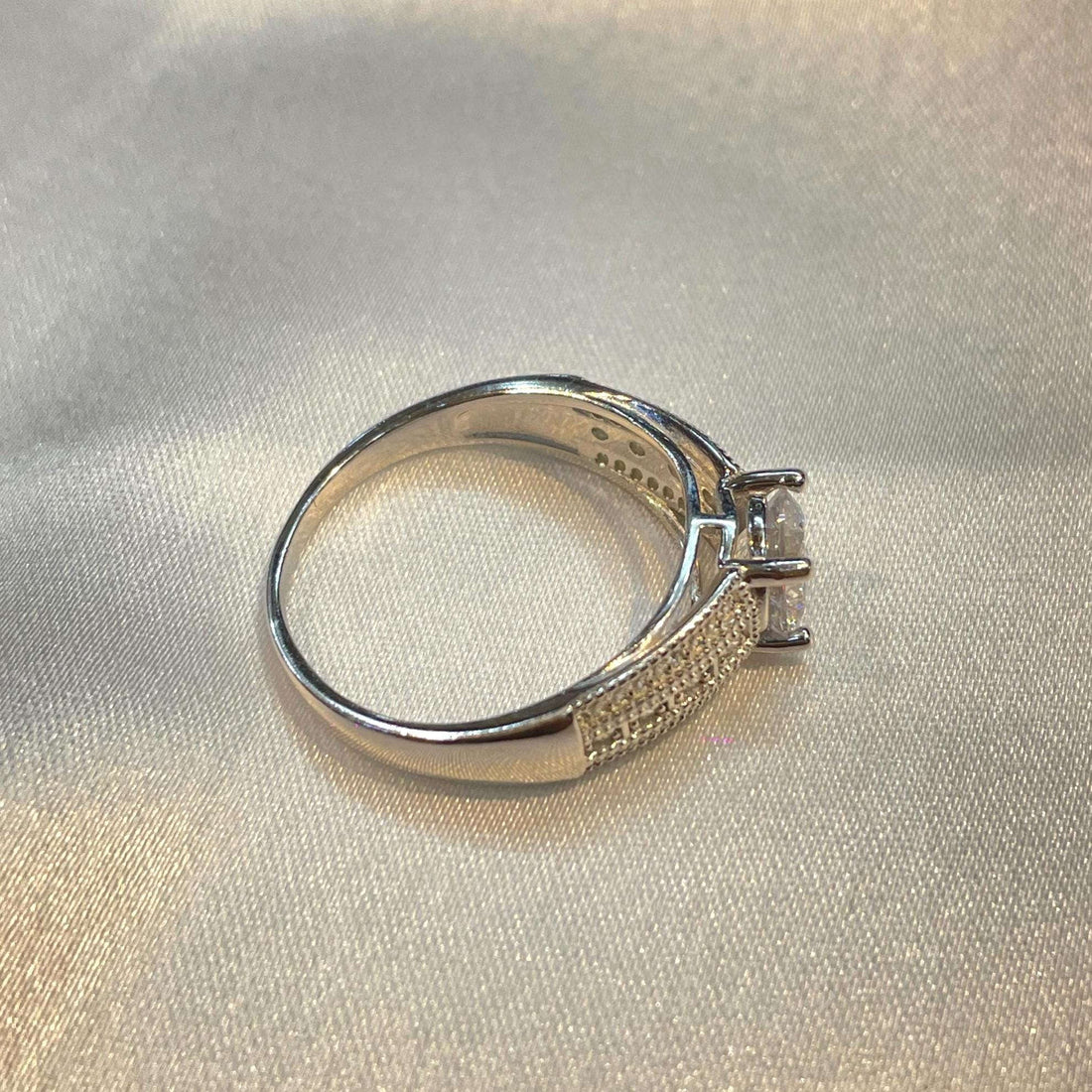Sterling Silver Wide Band Engagement Ring for Women Suvera Jewelery