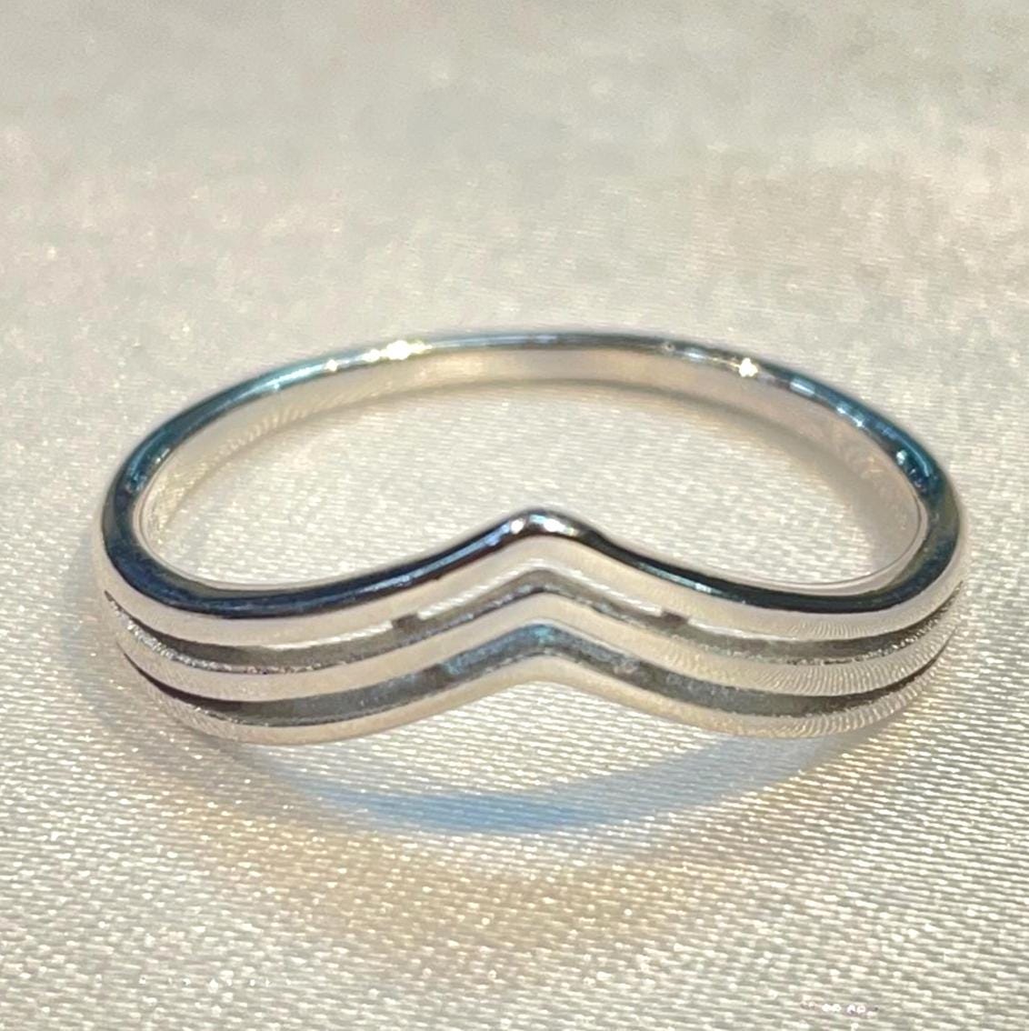 Tri-Chevron Stackable Ring  for Her Suvera Jewelery 925_Silver_Ring Christmas_Gift Cocktail_Ring Diamond_Ring Engagement_Ring Gift_for_Her Handmade_Ring Personalized_Gift Promise_Ring Silver_Ring Statement_Ring Wedding_Band Womens_Ring