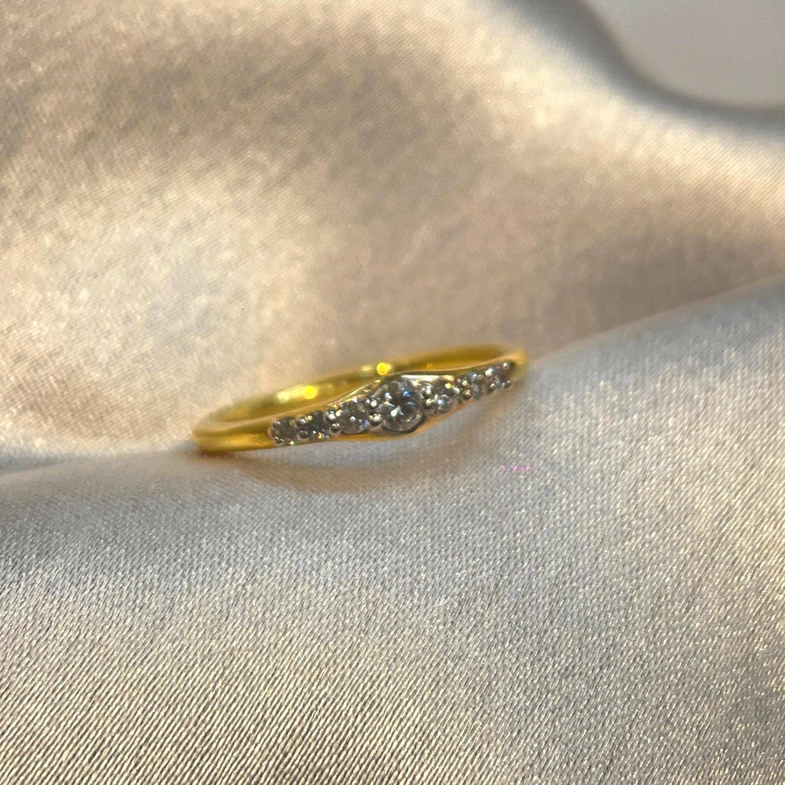 Minimal Curved Stackable Diamond Ring for Her