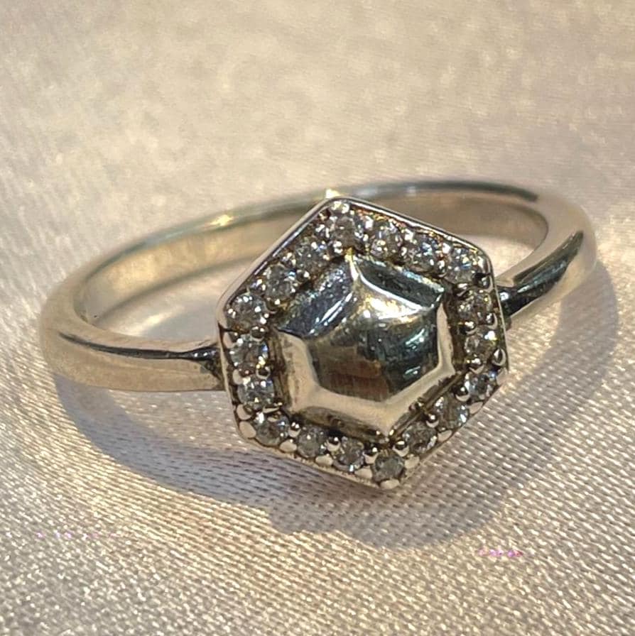 Dainty Hexagon Geometric Cluster Ring in Sterling Sterling Suvera Jewelery 925_Silver_Ring Anniversary_Gift Birthday_Gift CZ_Halo_Ring Delicate_Ring Engagement_Ring Fine_Jewelry Gift_for_Her Hexagon_Halo_Ring Minimalist_Ring Promise_Ring