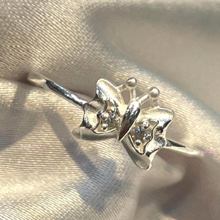 Nature inspired Dainty Silver Butterfly Ring for Her Suvera Jewelery 925_Silver_Ring Cocktail_Ring Dainty Diamond_Ring Elegant Engagement_Ring Flower Gift_for_Her Minimalist Promise_Ring Ring Silver_Ring Statement_Ring suverajewelry.com
