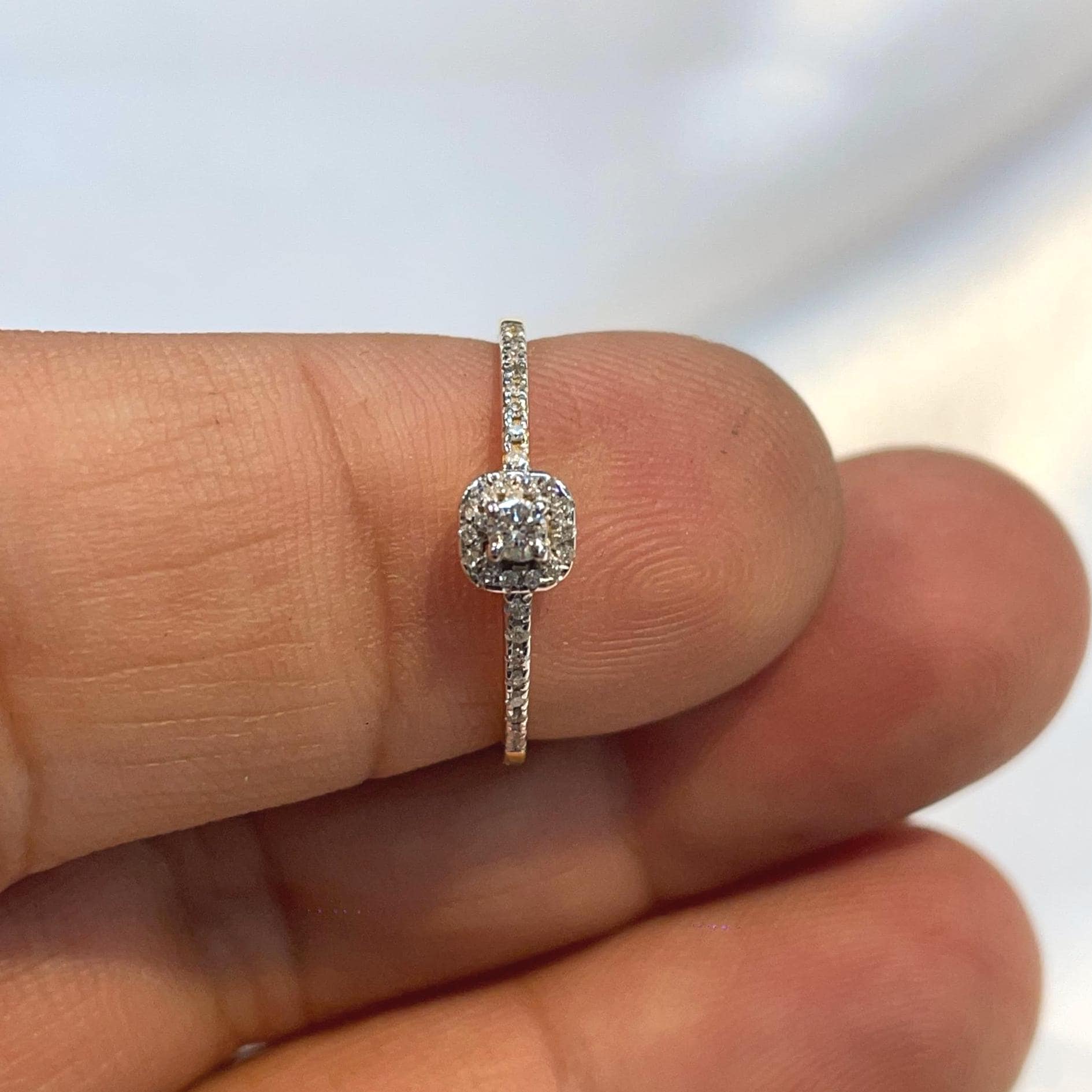 Cushion Halo Pavé Band Ring for Wife Suvera Jewelery 14k_Gold_Ring 18k_Gold_Ring Anniversary_gift Cocktail_Ring Dainty_Gold_Ring Diamond_Ring Engagement_Ring Gift_for_Her Gold_Jewelry Gold_Ring Promise_Ring Solid_Gold_Ring y2k_ring