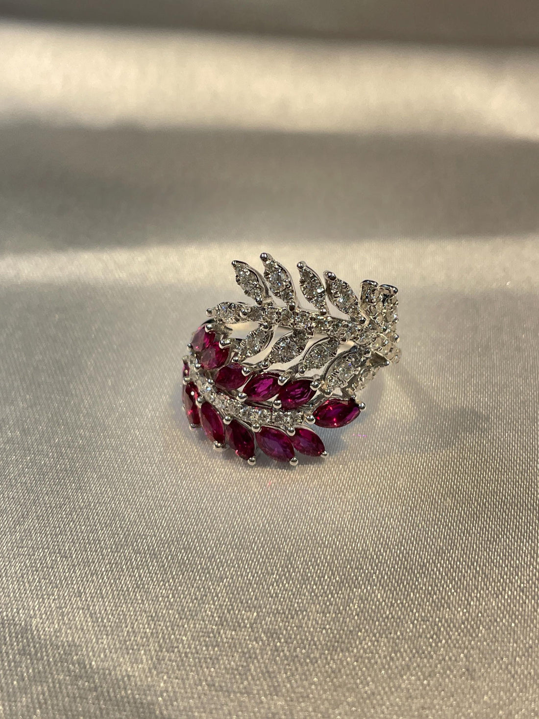 Marquis Ruby and Diamond Leaf Wrap Statement Ring For Her Suvera Jewelery 14k_Gold_Ring 18k_Gold_Ring Anniversary_gift Cocktail_Ring Dainty_Gold_Ring Diamond_Ring Engagement_Ring Gift_for_Her Gold_Jewelry Gold_Ring Promise_Ring Ruby_Gold_Ring