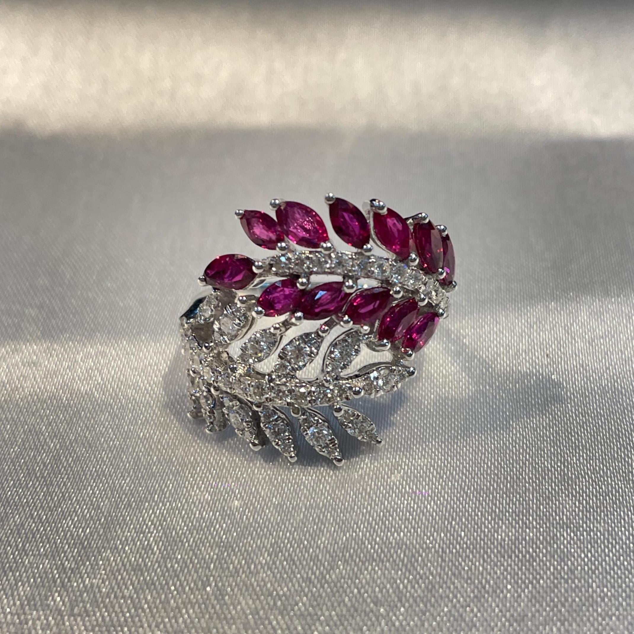 Marquis Ruby and Diamond Leaf Wrap Statement Ring For Her Suvera Jewelery 14k_Gold_Ring 18k_Gold_Ring Anniversary_gift Cocktail_Ring Dainty_Gold_Ring Diamond_Ring Engagement_Ring Gift_for_Her Gold_Jewelry Gold_Ring Promise_Ring Ruby_Gold_Ring