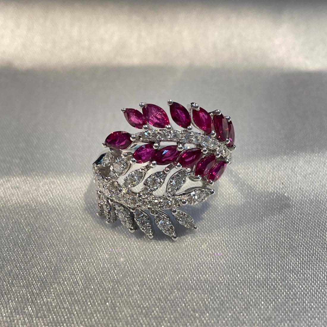 Marquis Ruby and Diamond Leaf Wrap Statement Ring For Her Suvera Jewelery 14k_Gold_Ring 18k_Gold_Ring Anniversary_gift Cocktail_Ring Dainty_Gold_Ring Diamond_Ring Engagement_Ring Gift_for_Her Gold_Jewelry Gold_Ring Promise_Ring Ruby_Gold_Ring