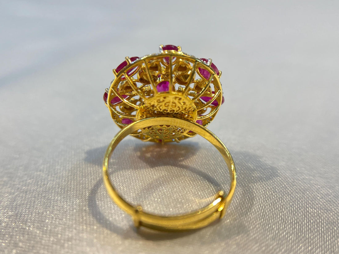 Handcrafted Ruby and Diamond Cocktail Ring for Women Suvera Jewelery 14k_Gold_Ring 18k_Gold_Ring Anniversary_gift Cocktail_Ring Dainty_Gold_Ring Diamond_Ring Engagement_Ring Gift_for_Her Gold_Jewelry Gold_Ring Promise_Ring ruby_gold_ring