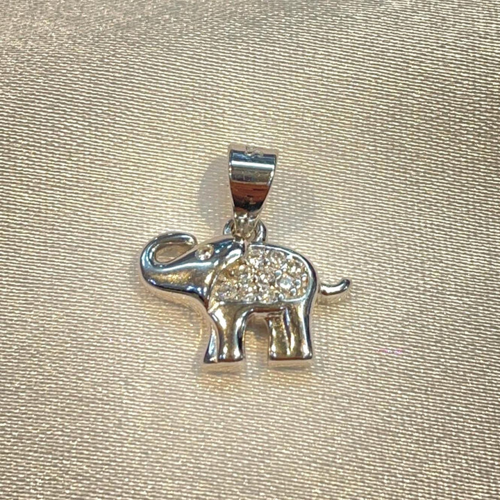 Sterling Silver Elephant Pendant with Pave Cz Detailing, Good Luck Charm Suvera Jewelery 925_Sterling_Silver anniversary_gift birthday_gift dainty_necklace diamond_necklace elephant_pendant everyday_necklace gift_for_her minimalist_necklace