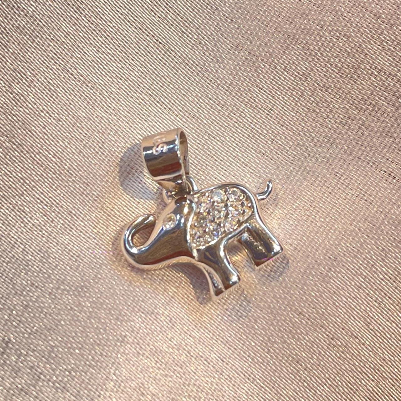 Sterling Silver Elephant Pendant with Pave Cz Detailing, Good Luck Charm Suvera Jewelery 925_Sterling_Silver anniversary_gift birthday_gift dainty_necklace diamond_necklace elephant_pendant everyday_necklace gift_for_her minimalist_necklace
