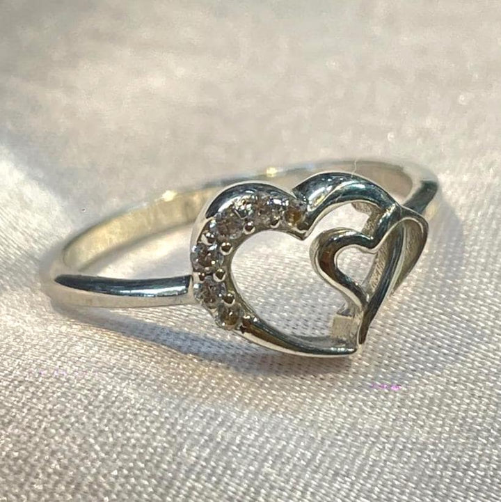 Cute Heart in Heart Promise Ring for Her Suvera Jewelery Anniversary_Gift Birthday_Gift Christmas_Gift Dainty_Ring Dainty_Silver_Ring Delicate_Ring Gift_For_Her Handmade_Ring Promise_Ring Ring_for_Mom Silver_Ring Sterling_Silver_Ring