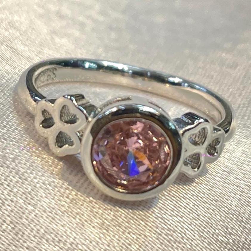 Pink Solitaire Engagement Ring in Sterling Silver Suvera Jewelery 925_Silver_Jewelry Anniversary_Gift Christmas_Gift CZ_Diamond_Band Dainty_Ring Delicate_Ring Engagement_Band Gift_For_Her Proposal_Band Silver_Ring Sterling_Silver_Ring