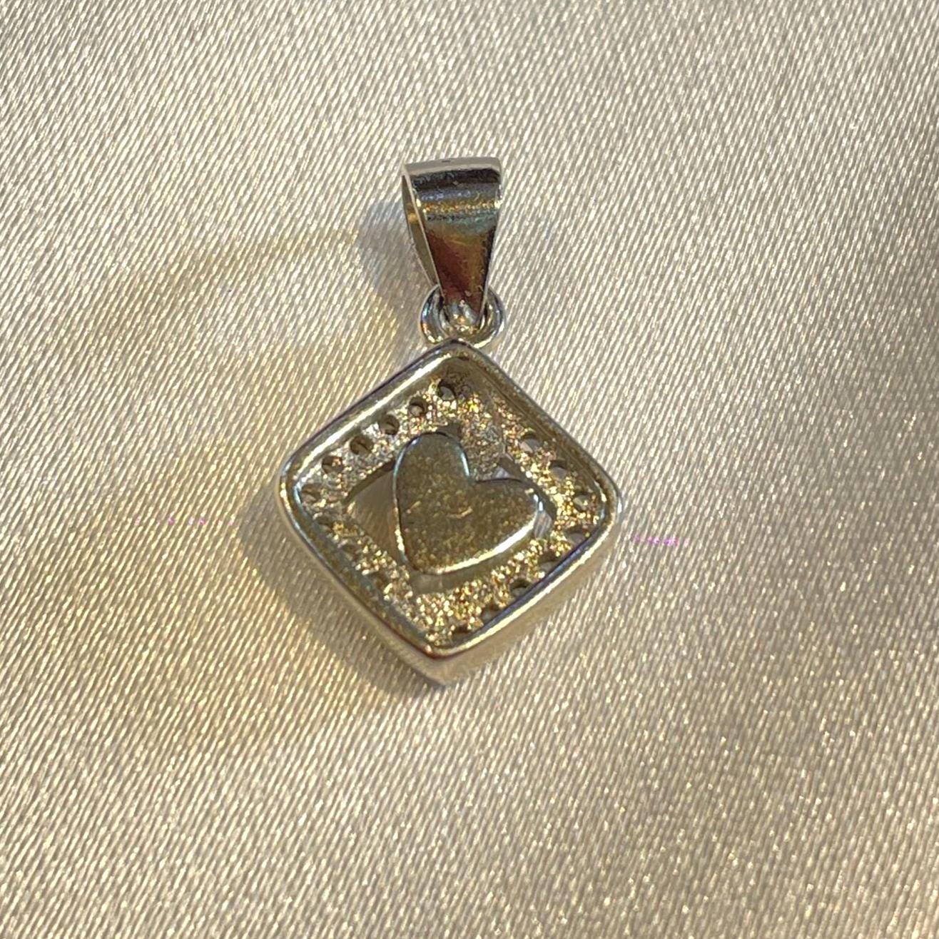Sterling Silver Square Pendant with Floating Heart & Cz Accents Suvera Jewelery Anniversary_Gift Charm_Necklace Choker_Necklace Diamond_Necklace everyday_earrings Gift_for_Her Lariat_Necklace Minimalist_Necklace Name_Necklace Silver_Necklace