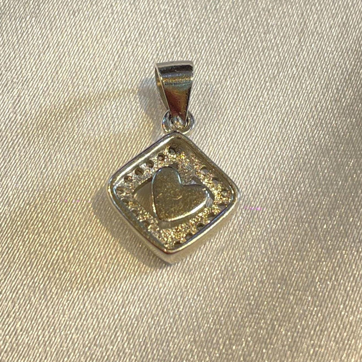 Sterling Silver Square Pendant with Floating Heart & Cz Accents Suvera Jewelery Anniversary_Gift Charm_Necklace Choker_Necklace Diamond_Necklace everyday_earrings Gift_for_Her Lariat_Necklace Minimalist_Necklace Name_Necklace Silver_Necklace