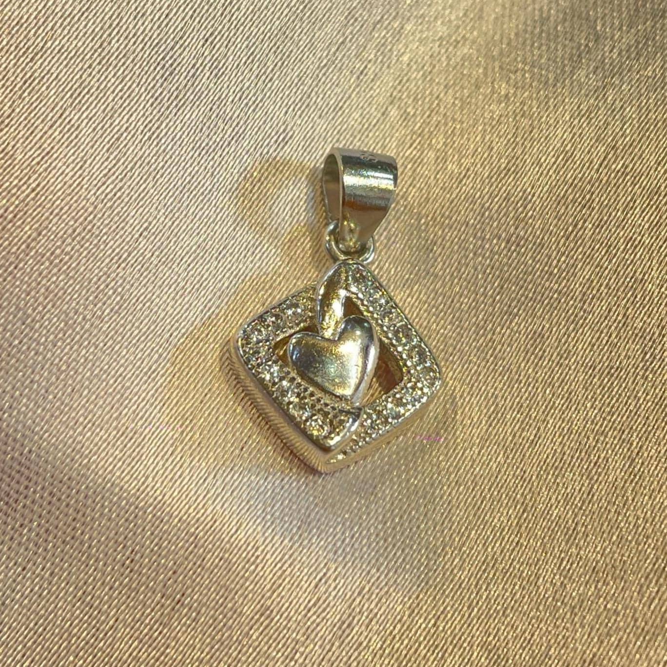Sterling Silver Square Pendant with Floating Heart & Cz Accents Suvera Jewelery Anniversary_Gift Charm_Necklace Choker_Necklace Diamond_Necklace everyday_earrings Gift_for_Her Lariat_Necklace Minimalist_Necklace Name_Necklace Silver_Necklace