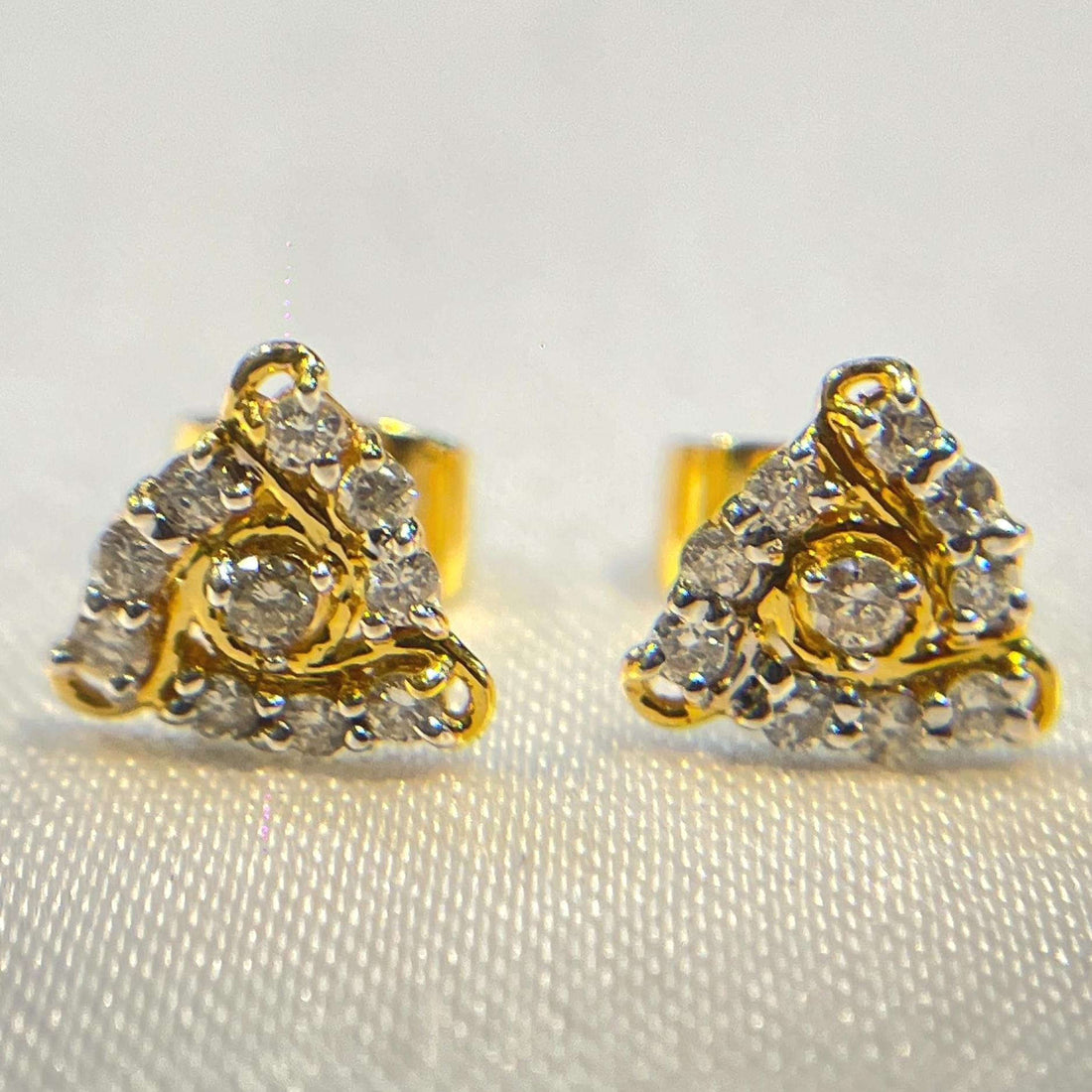 Triangular Swirl Diamond Stud Earrings Suvera Jewelery