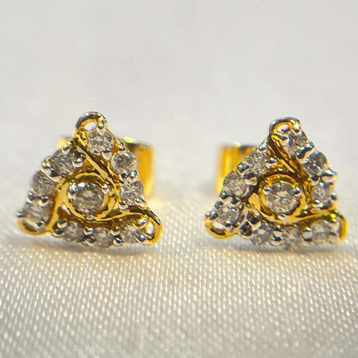 Triangular Swirl Diamond Stud Earrings Suvera Jewelery