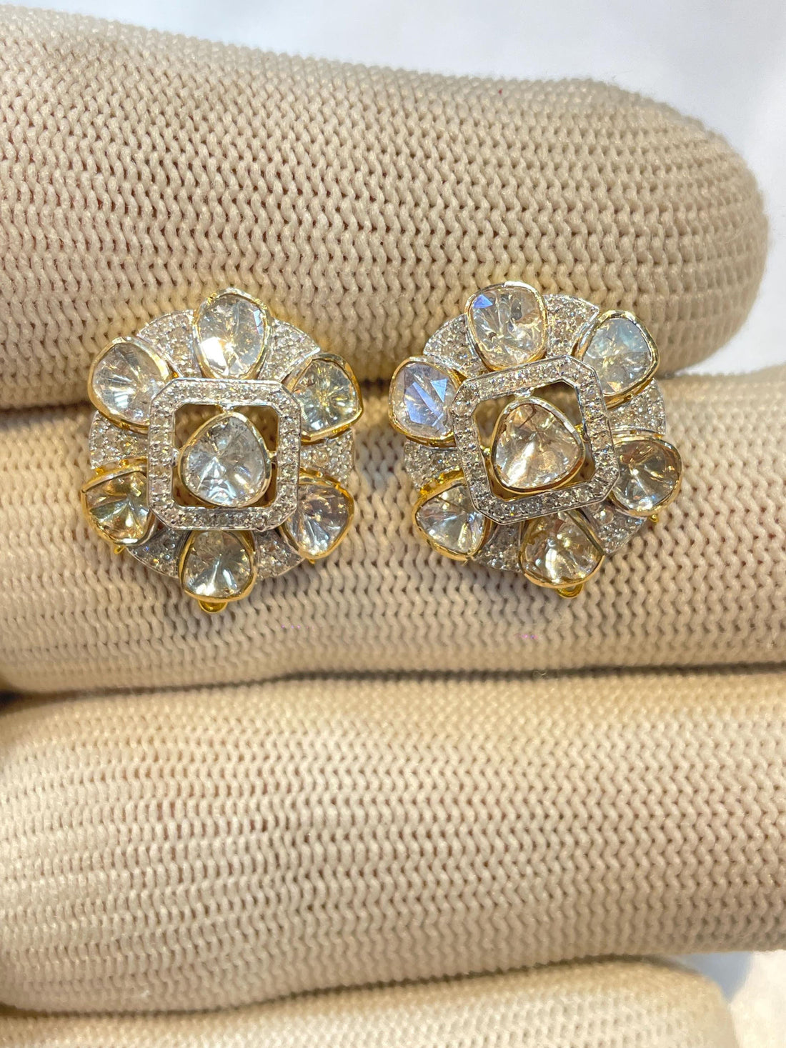 Luxury Vintage-Inspired Diamond Bridal Earrings Suvera Jewelery 14k_Gold_Earrings Anniversary_Gift Bridesmaid_Gift Diamond_Earrings Diamond_Studs Earring_Studs Flower Gift_For_Her Gold_Hoops Gold_Jewelry Gold_Stud Solid_Gold_Earrings