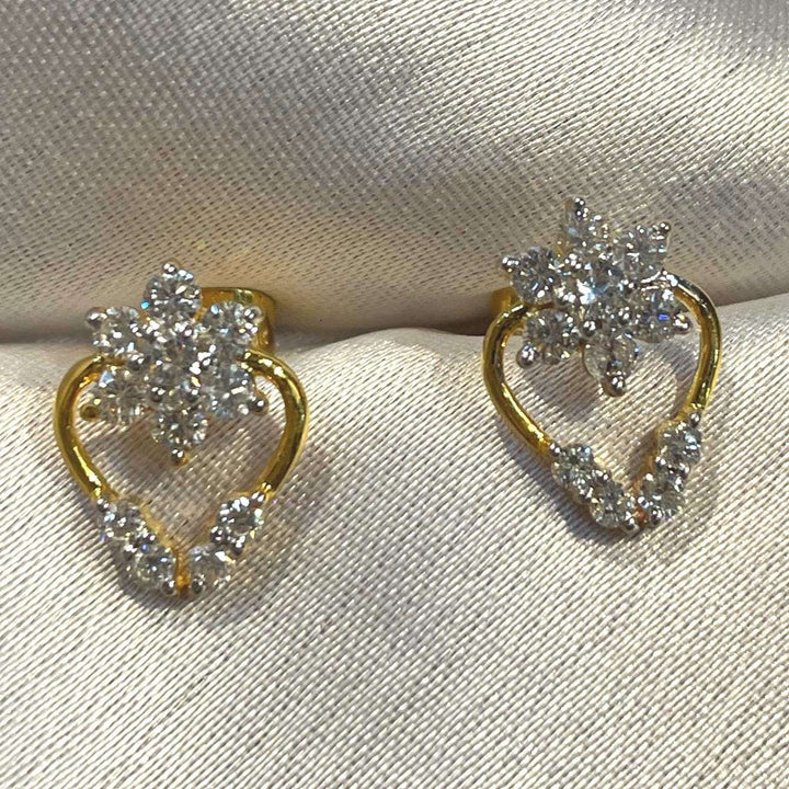 Elegant Heart Floral Diamond Stud Earrings Suvera Jewelery