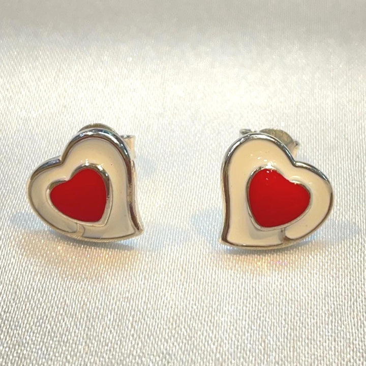 Sterling Silver Enamel Heart Studs Suvera Jewelery Birthday_Gift Bridal_Earrings Charm_Earrings Dainty_Earrings Diamond_Earrings Earrings_Silver Gift_for_Her Handmade_Earrings Heart_Earrings Silver_Earrings Silver_Stud_Earring Stud_Earrings